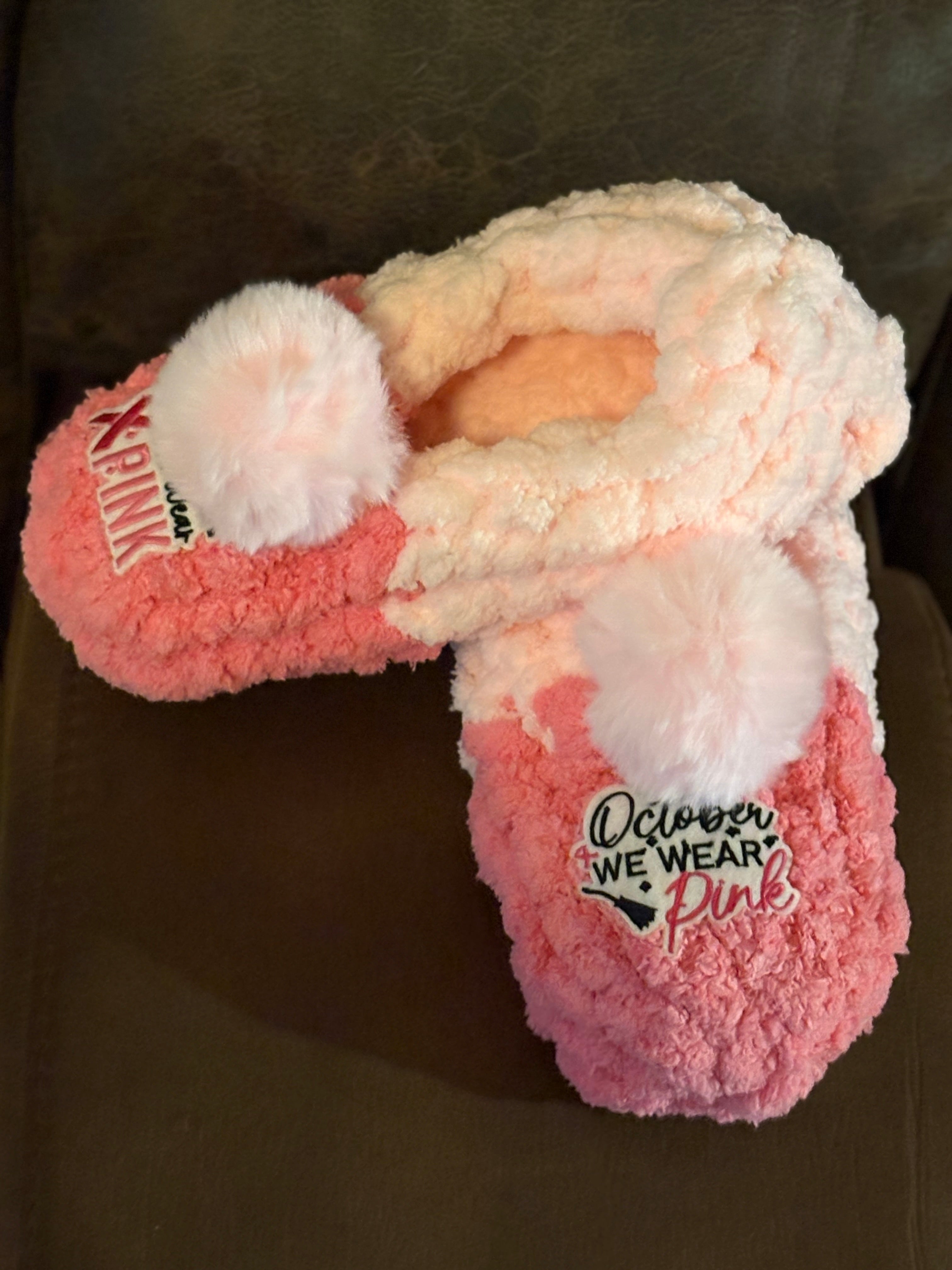 Chunky Cozy Slippers - Breast Cancer Awareness