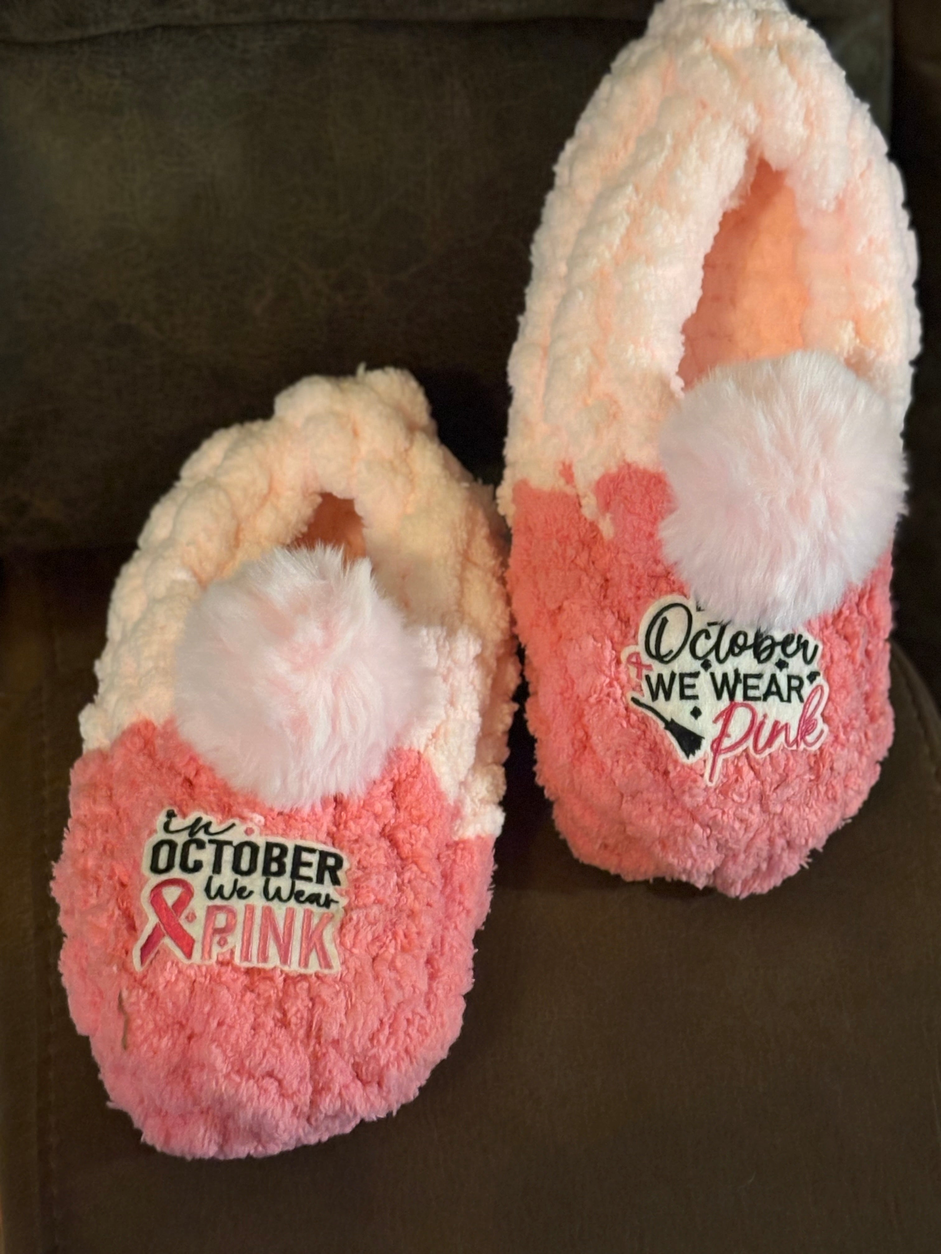 Chunky Cozy Slippers - Breast Cancer Awareness