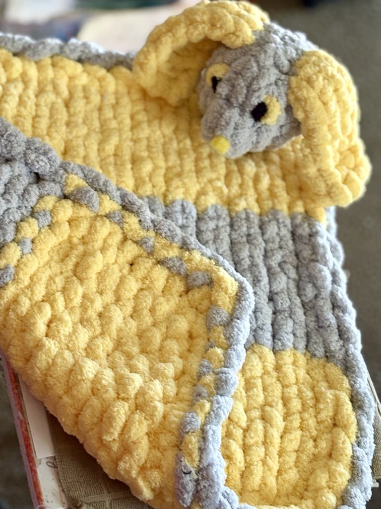 Handmade Lovey Baby Blanket - Chunky Chenille…can be personalized with your voice or a lullaby