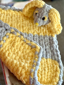 Handmade Lovey Baby Blanket - Chunky Chenille…can be personalized with your voice or a lullaby