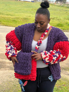 Chunky Knit Sweater Jacket with Cross Body Bag Set