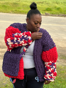 Chunky Knit Sweater Jacket with Cross Body Bag Set