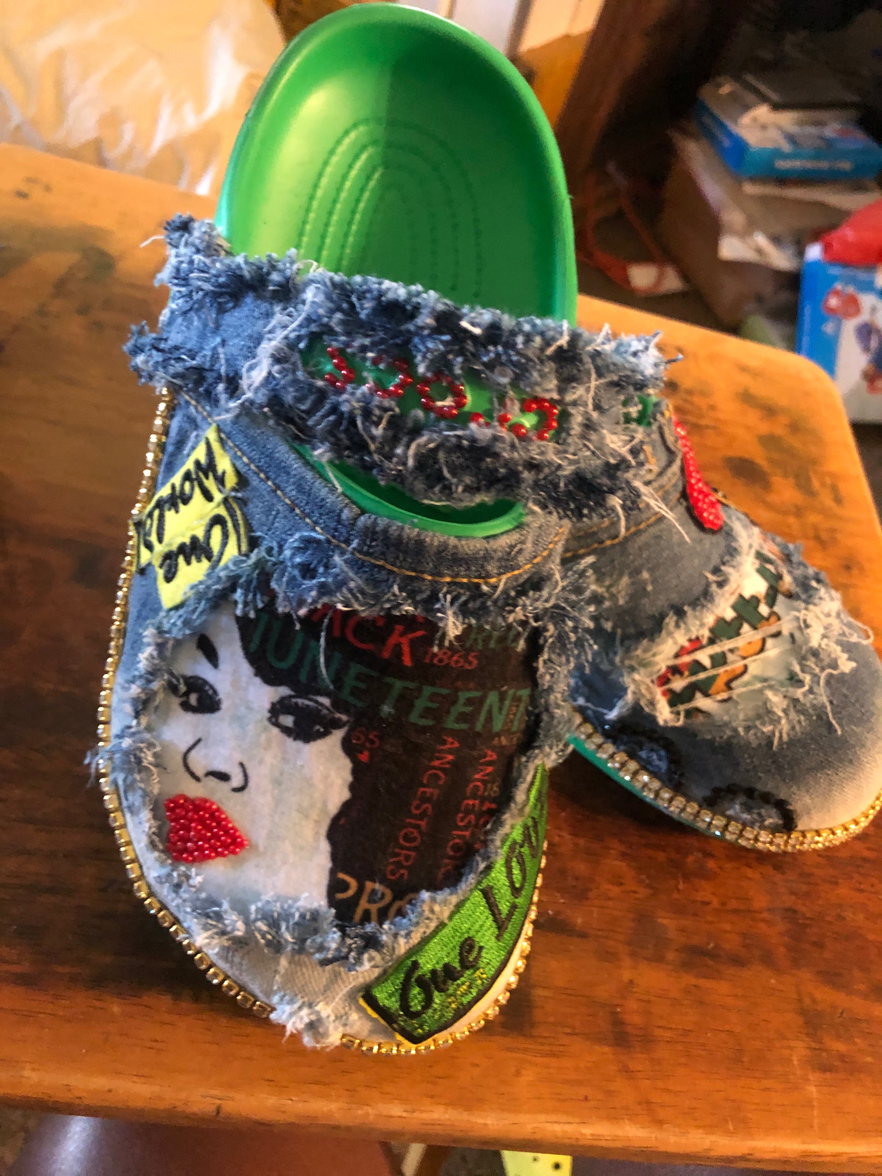 Denim crocs top